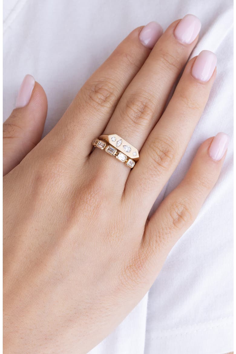 Mosaic Bar Diamond Signet Ring, Alternate, color, 14K YELOW GOLD