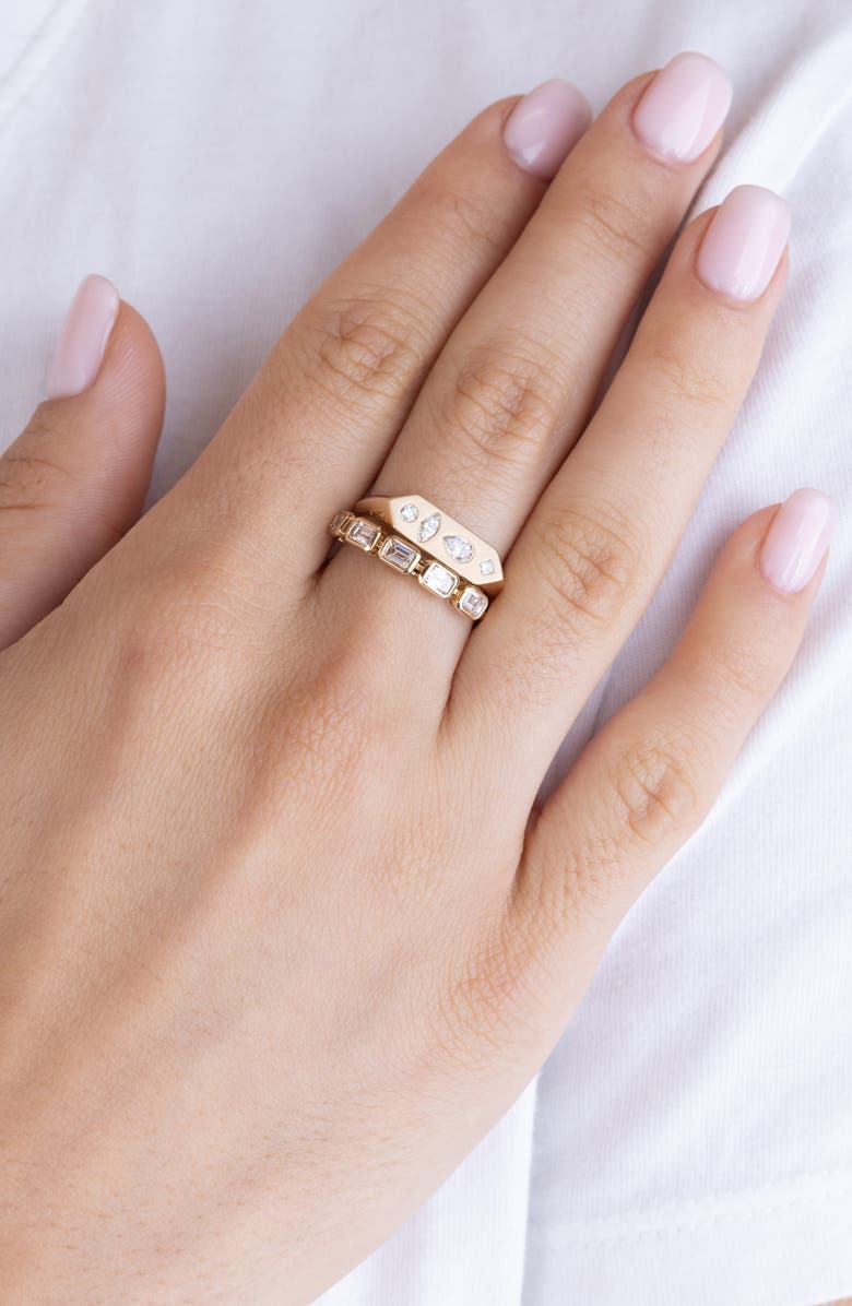 Zoë Chicco Mosaic Bar Diamond Signet Ring, Alternate, color, 14K Yellow Gold