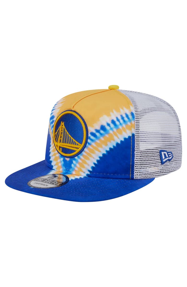 New Era Men's New Era Royal/Gold Golden State Warriors Throwback Dye Golfer Snapback Hat, Main, color, Royal