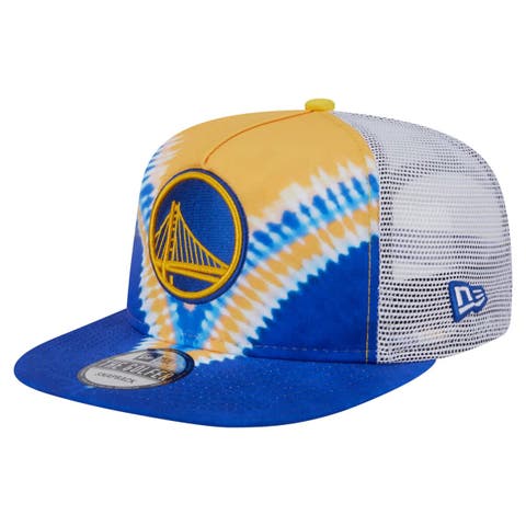 Men's New Era Royal/Gold Golden State Warriors Throwback Dye Golfer Snapback Hat