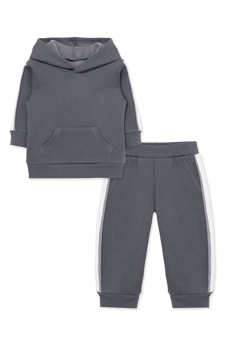Little Me Grey Fleece Hoodie & Joggers Set, Alternate, color, Grey