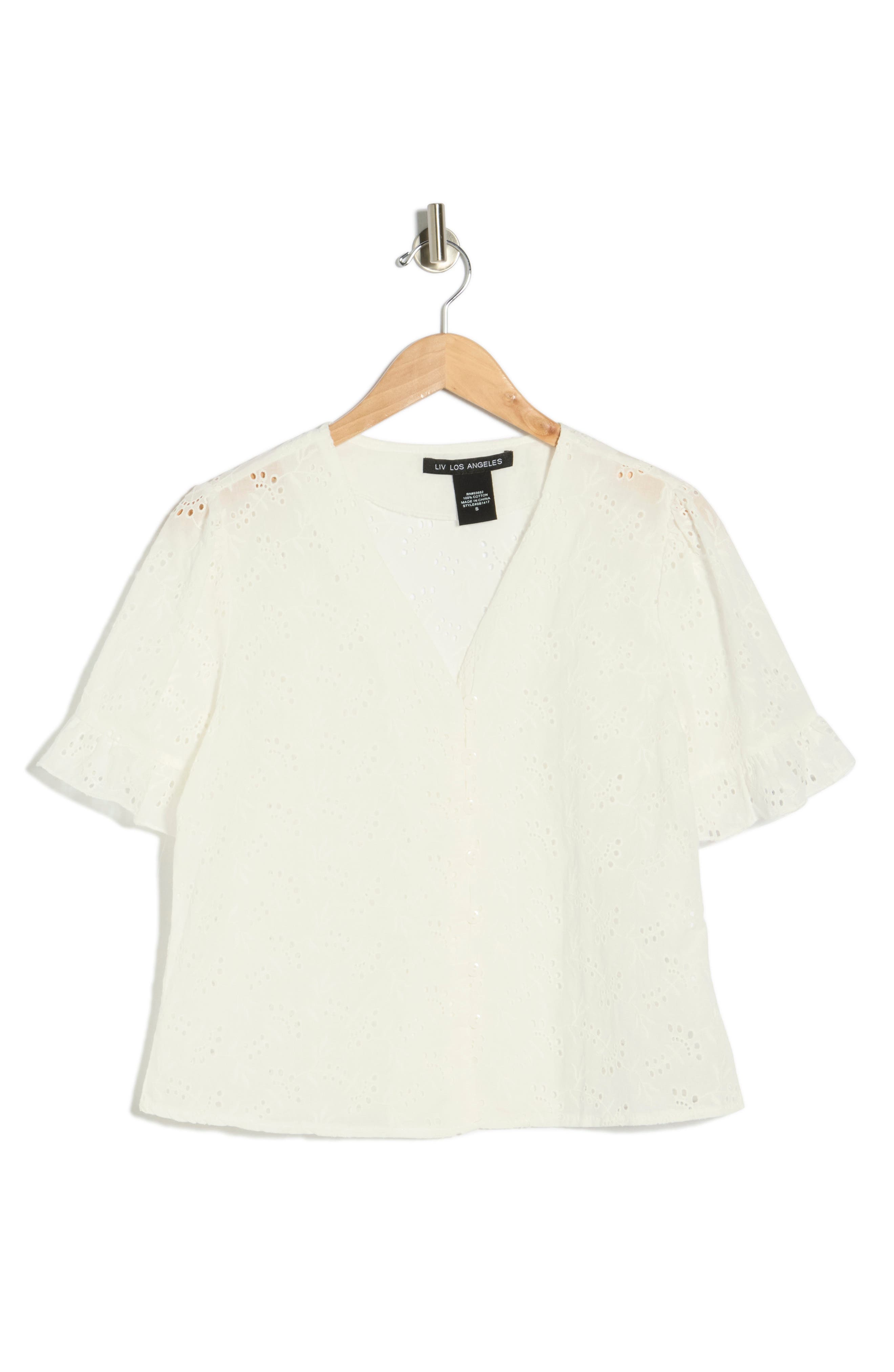 Forgotten Grace Cotton Broderie Anglaise Button-Up Top