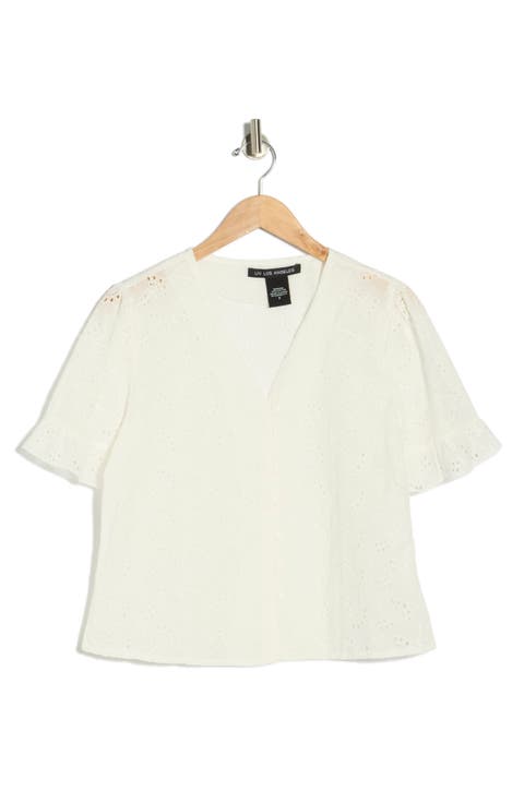 Cotton Broderie Anglaise Button-Up Top