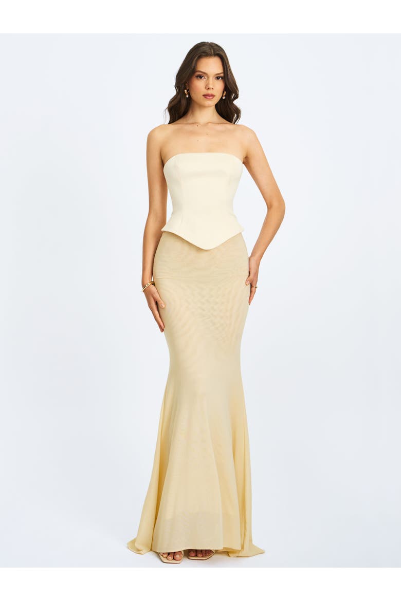 Adelina Peplum Mermaid Gown with Lace-up Back, Alternate, color, Butter Yellow