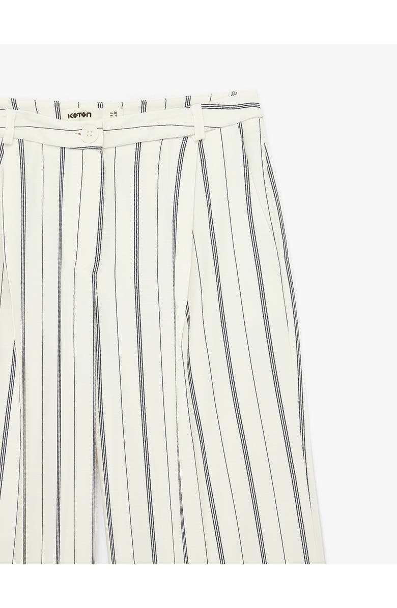 Koton Mid-Rise Striped Trousers, Alternate, color, White Stripe