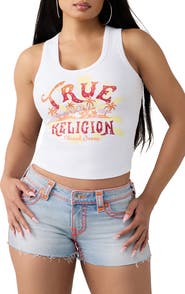 True Religion World Tour Logo Cotton Graphic Tank
