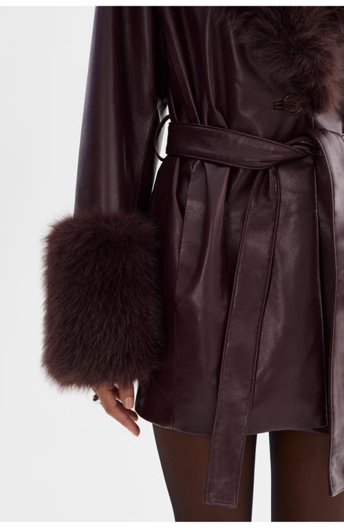 Lamarque Rosabella | Recycled Leather Mid-length Coat In Brown