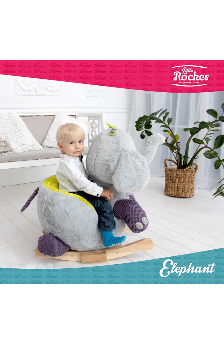 Gerardo´s Toys Little Rockers Elephant Wooden Plush Ride, Alternate, color, Multicolored