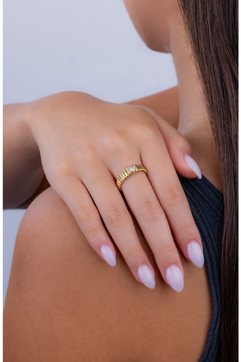 Ribbed Halo Ring, Alternate, color, GOLD