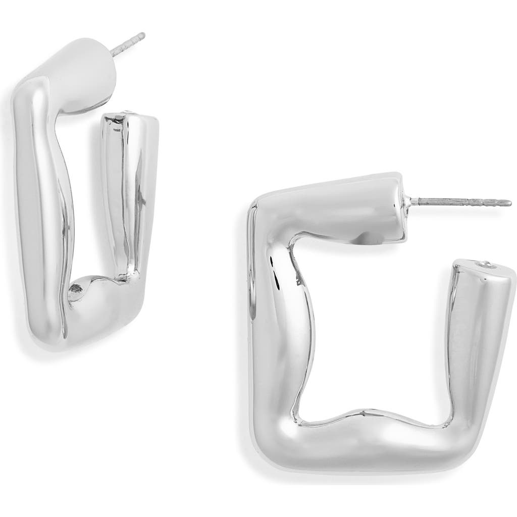 Open Edit Chunky Square Hoop Earrings In Metallic