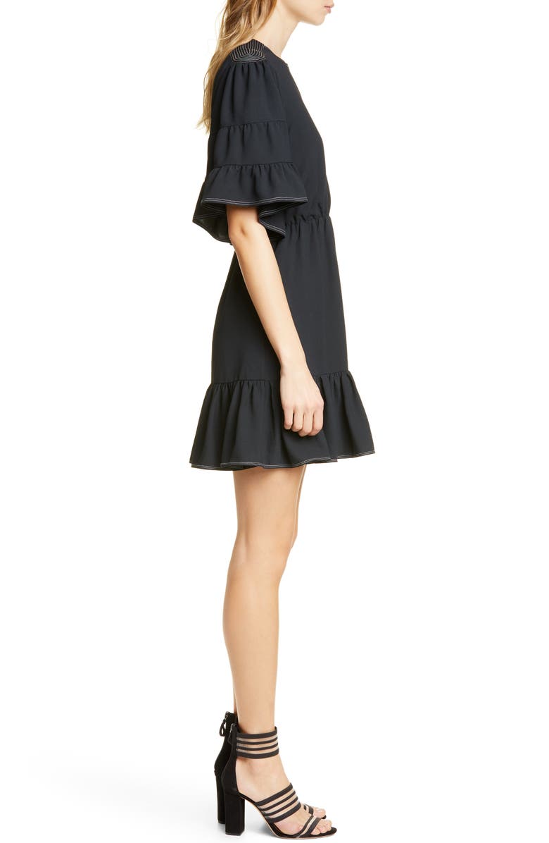 Joie Tersea Topstitch Detail Ruffle Hem Dress, Alternate, color,