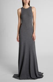 McQueen Sleeveless Wool Rib Gown