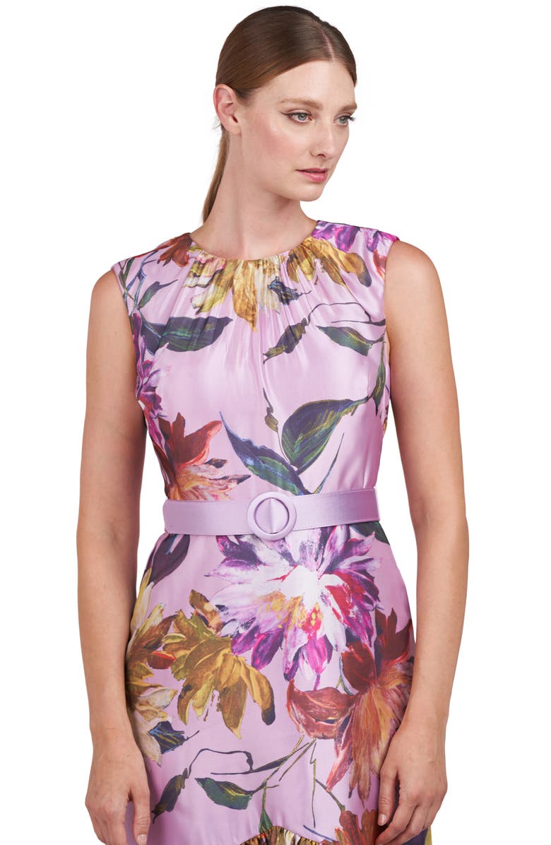Kay Unger Beatrix Floral Belted High-Low Dress, Alternate, color,