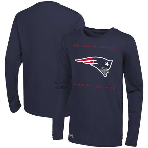 Men's Navy New England Patriots Side Drill Long Sleeve T-Shirt