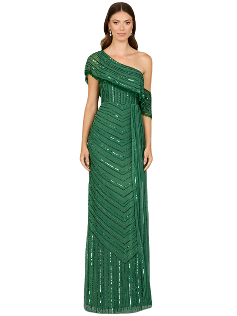 Off Shoulder Sheath Beaded Gown