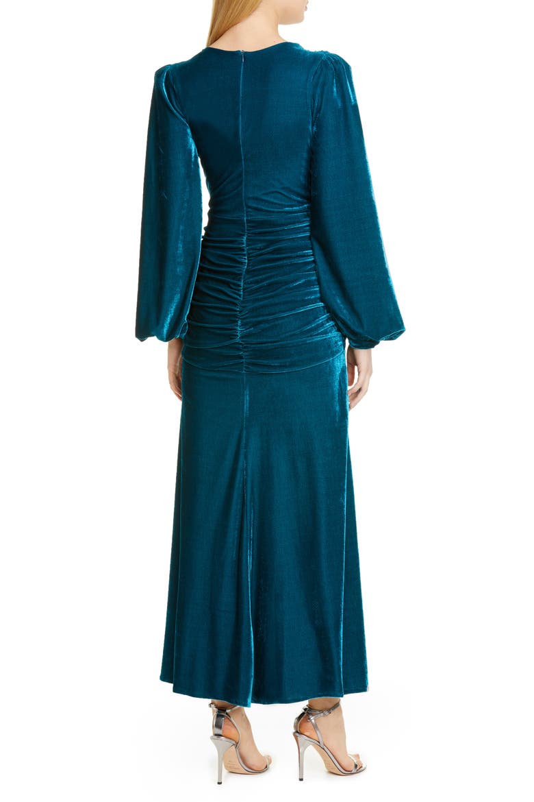 Long Sleeve Velvet Gown, Alternate, color, AZURE