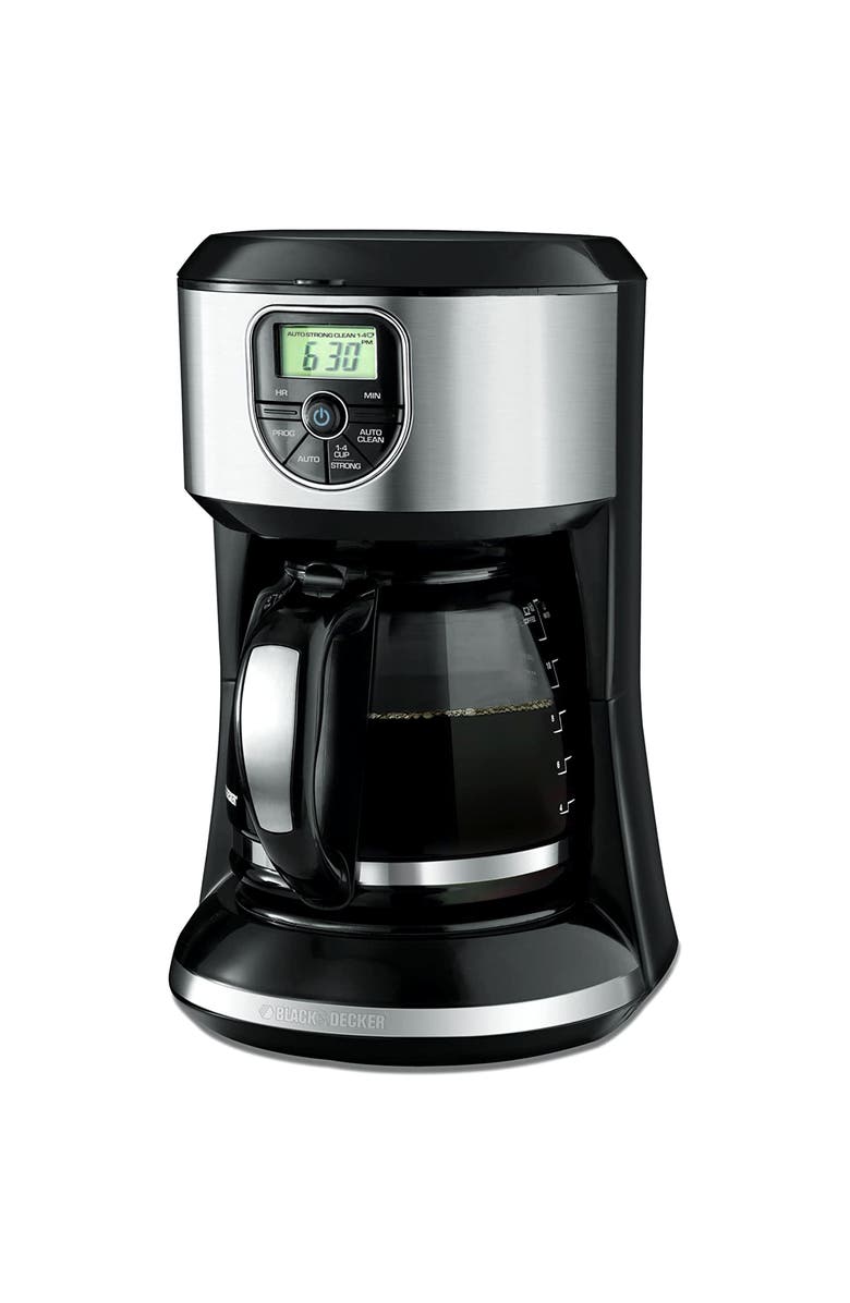 Black And Decker 12 Cup Programmable Coffeemaker in Black and Silver, Main, color, Black