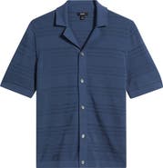 Reiss Darsham Textured Stripe Camp Collar Cardigan