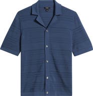 Reiss Darsham Textured Stripe Camp Collar Cardigan