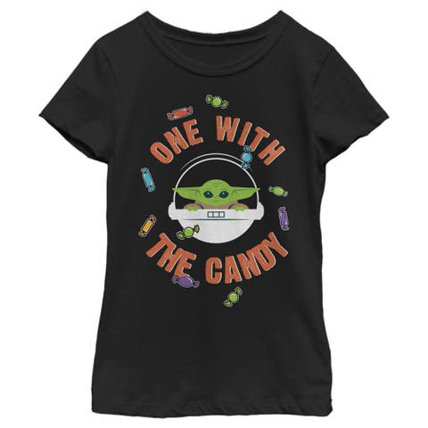 Girl's Star Wars The Mandalorian Halloween Grogu One With the Candy  Graphic T-Shirt