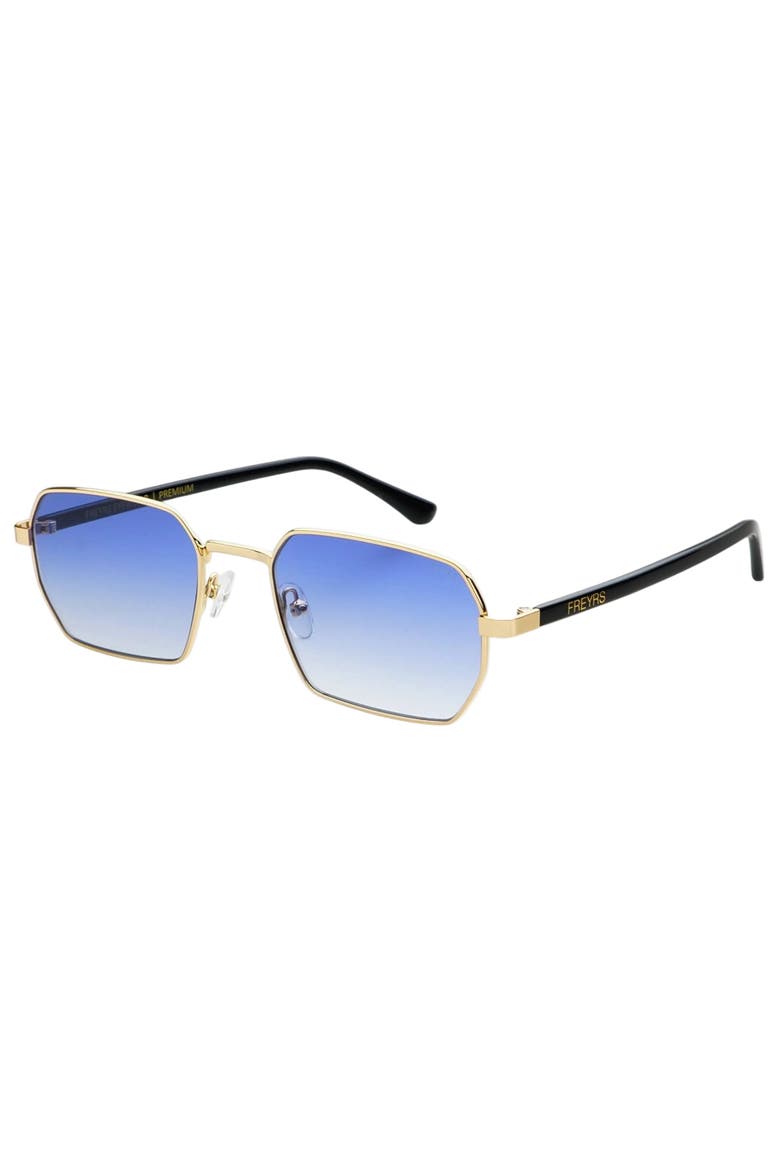 Superior Rectangular Unisex Sunglasses, Alternate, color, Gold / Blue