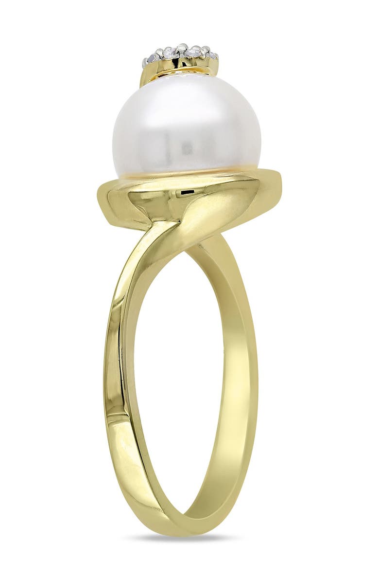 DELMAR Diamond & White 9-9.5mm Freshwater Pearl Ring, Alternate, color, White