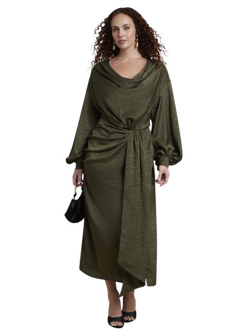 Draped Jacquard Maxi Dress (plus)