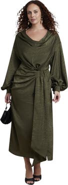ELOQUII Draped Jacquard Maxi Dress (plus)