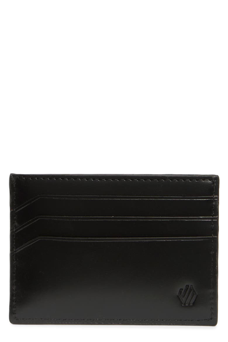 Brushoff Leather Card Wallet, Main, color, BLACK