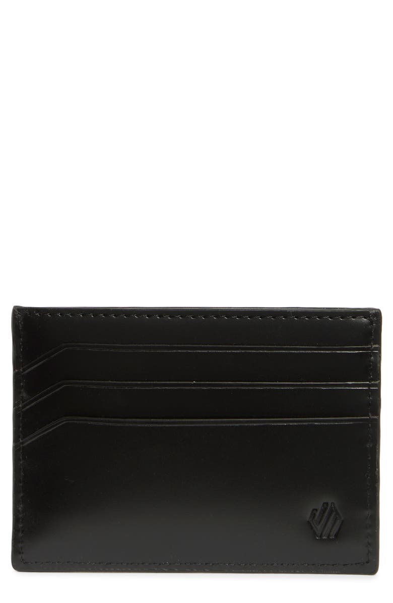Johnston & Murphy Brushoff Leather Card Wallet, Main, color, Black