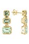 14K Yellow Gold Green Quartz & Diamond Drop Earrings - 0.11ct.