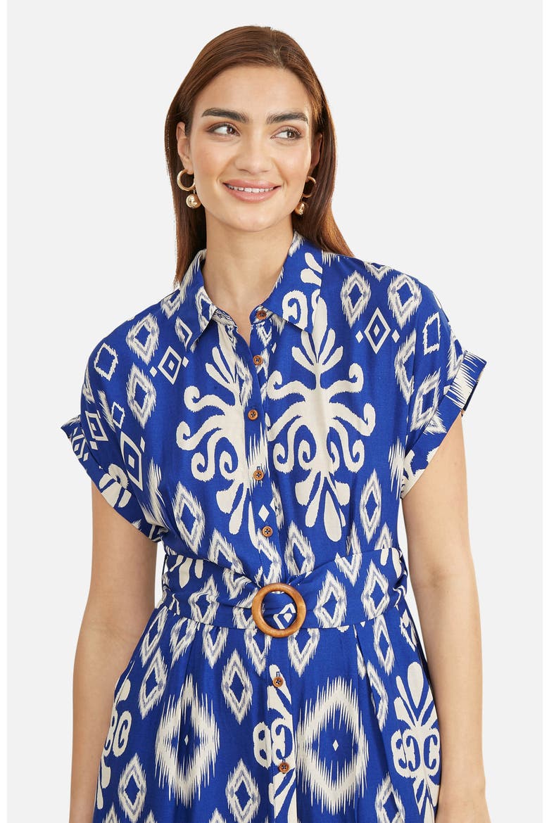 Geo Print Relaxed Midi Shirt Dress, Alternate, color, Blue