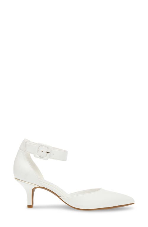 Anne Klein Fabulist Ankle Strap Pointed Toe Pump In White