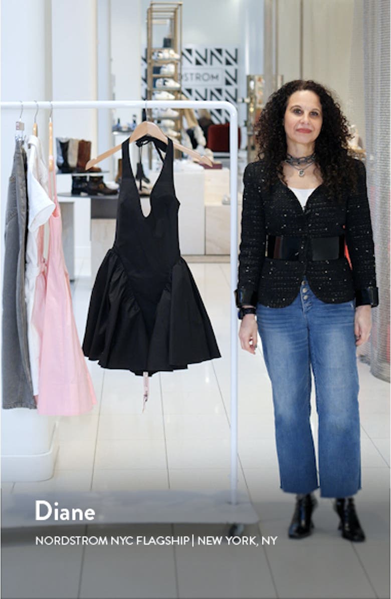 Valentia Plunge Halter Neck Stretch Cotton Minidress, sales video thumbnail