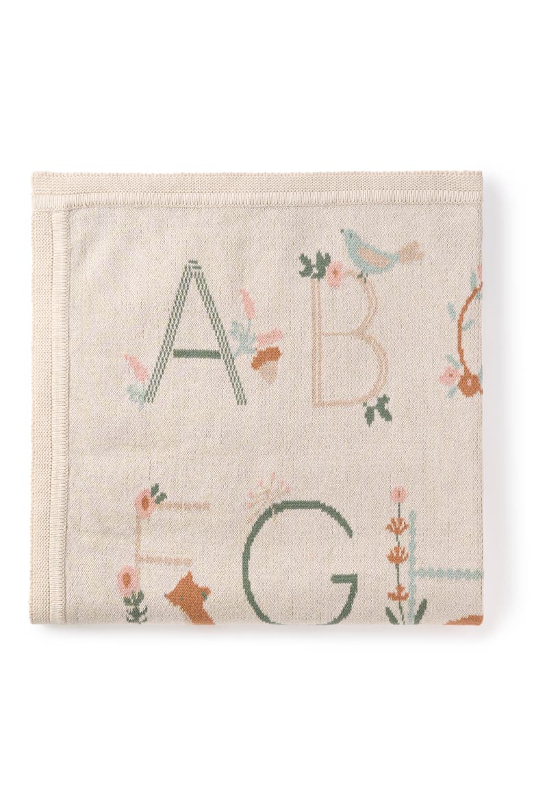 Alphabet Cotton Knit Blanket, Main, color, RAINY DAY