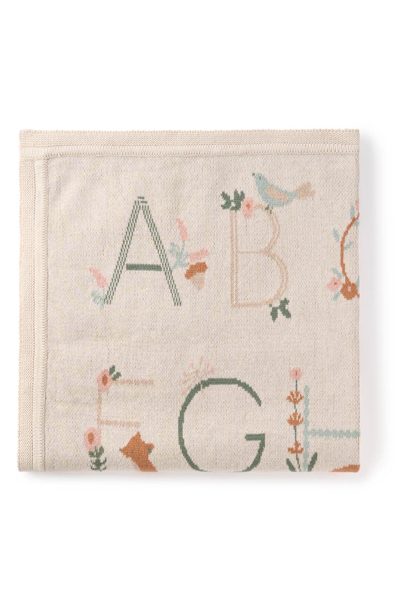Elegant Baby Alphabet Cotton Knit Blanket, Main, color, Rainy Day