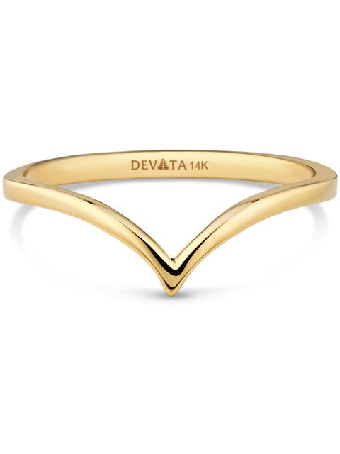Chevron Ring in 14K Gold, 6mm