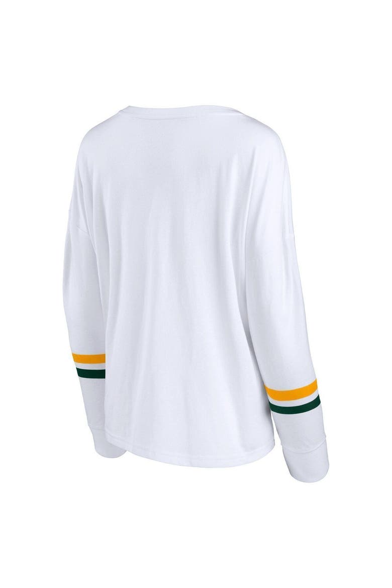 Women's Fanatics Branded White Green Bay Packers Retro Power Long Sleeve T-Shirt, Alternate, color, White