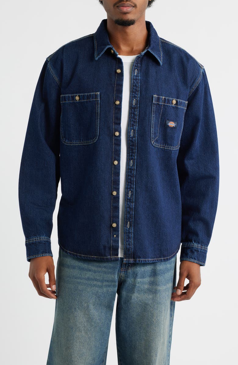 Dickies Mechanic Denim Button-Up Shirt, Main, color, Dark Indigo