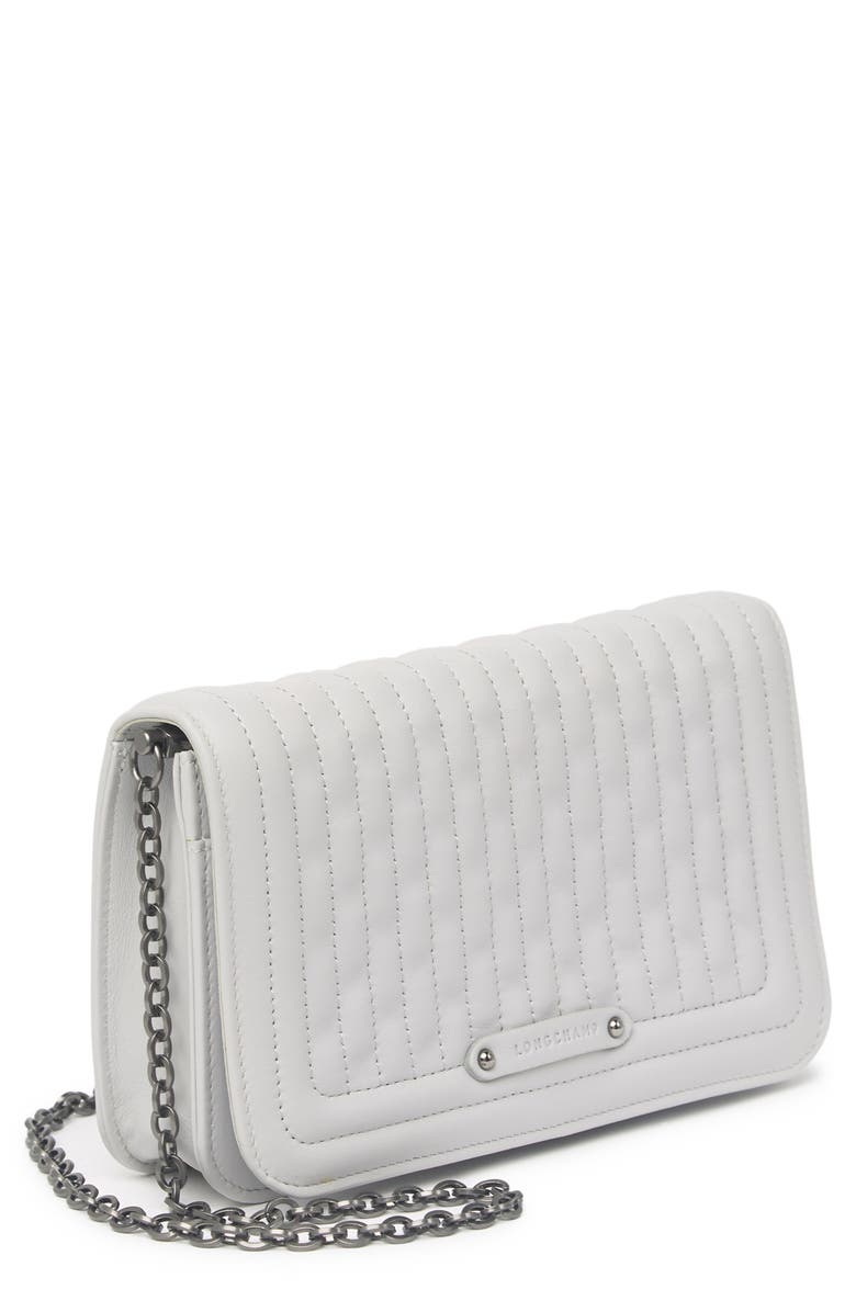 Longchamp Quilted Crossbody Wallet On a Chain, Alternate, color, Pearl