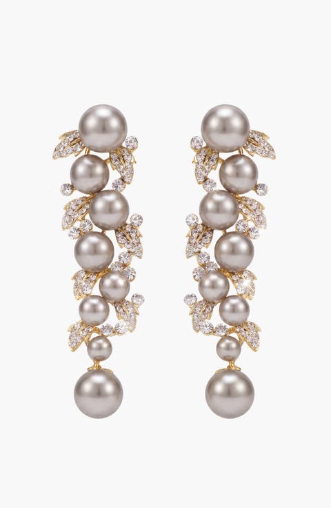 Elegant Pearl Crystal Drop Earrings