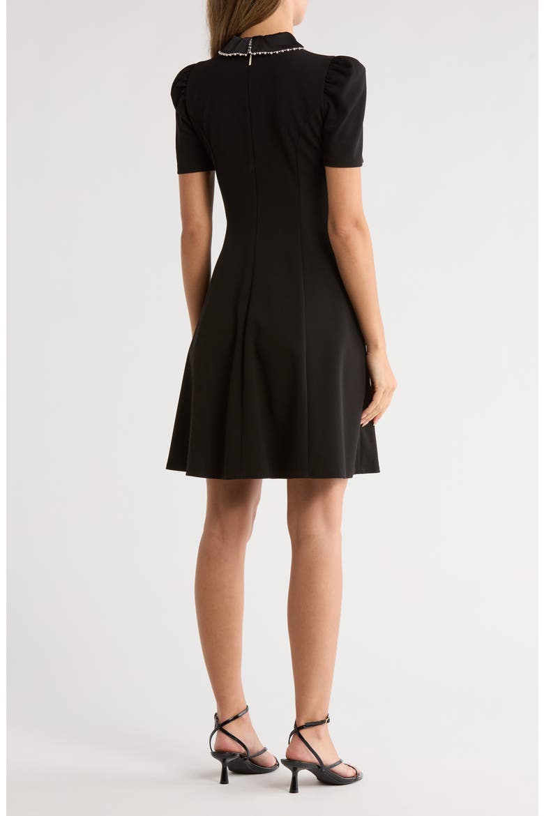Faux Pearl Embellished Collar A-Line Dress, Alternate, color, BLACK
