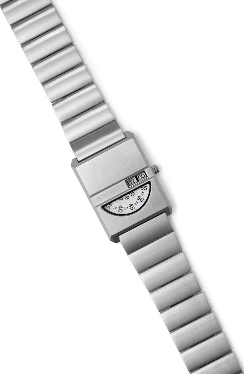 BREDA Pulse Tandem Stainless Steel Bracelet Watch, 26mm, Alternate, color, Silver