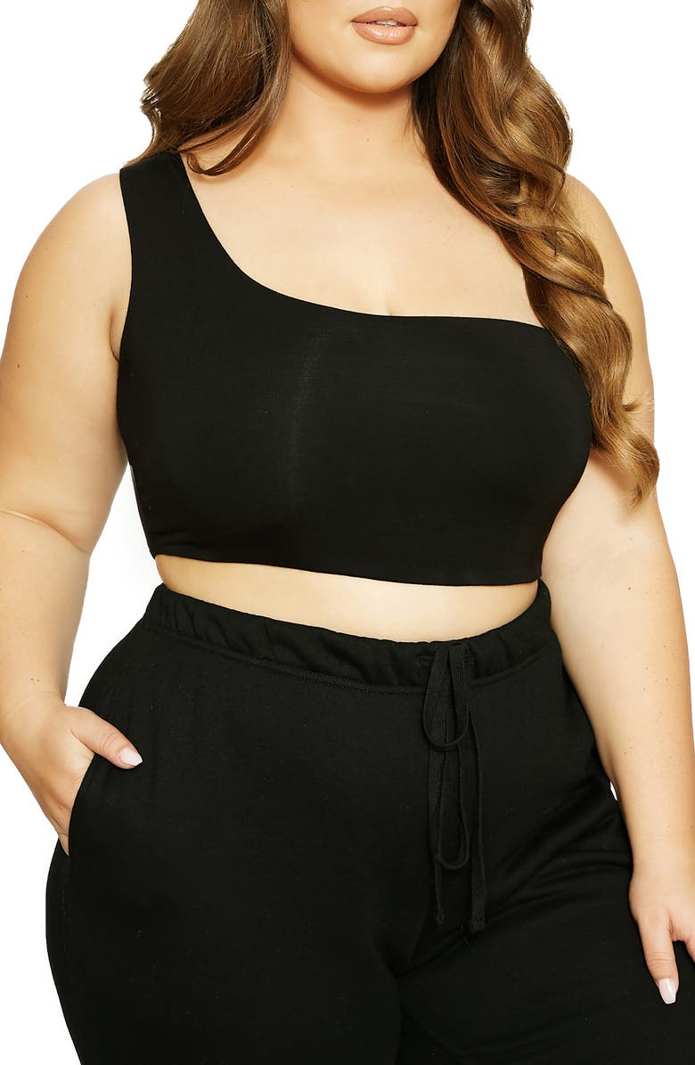 Naked Wardrobe x Lori Harvey One-Shoulder Back Cutout Crop Top, Main, color,