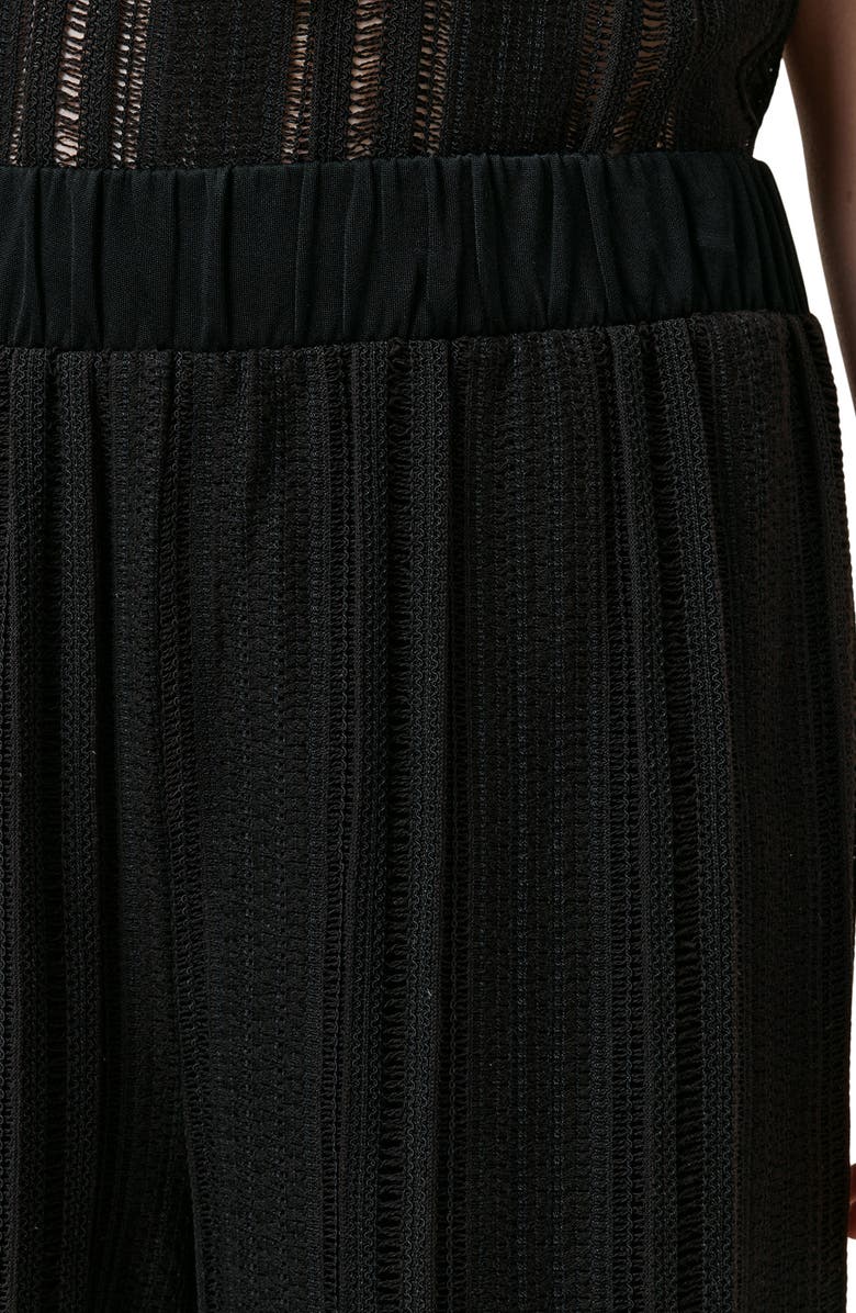 AllSaints Giana Ladder Stitch Wide Leg Pants, Alternate, color, Black