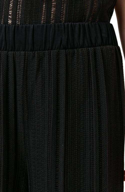Allsaints Womens Black Giana Wide-leg Knitted Trousers In Black