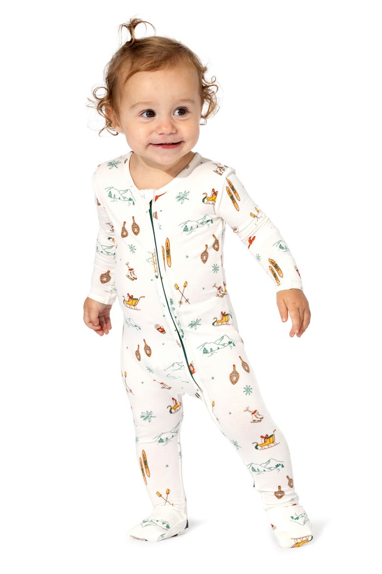 Kids' Vintage Holiday Convertible Footie Pajamas, Alternate, color, VINTAGE HOLIDAY
