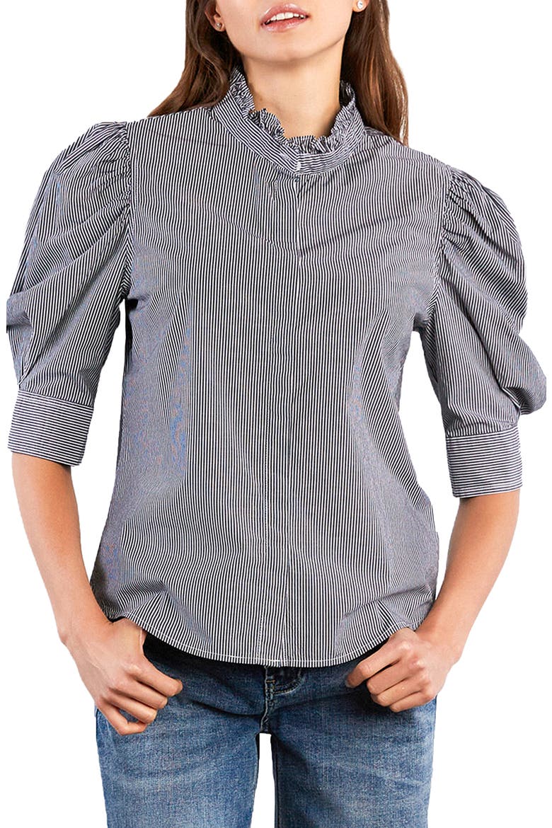 Super Puff Shirt, Main, color, ALMOST BLACK STRIPE