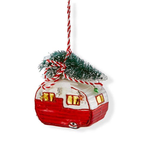 Vintage Multicolor Glass Camper Ornament for Christmas Tree