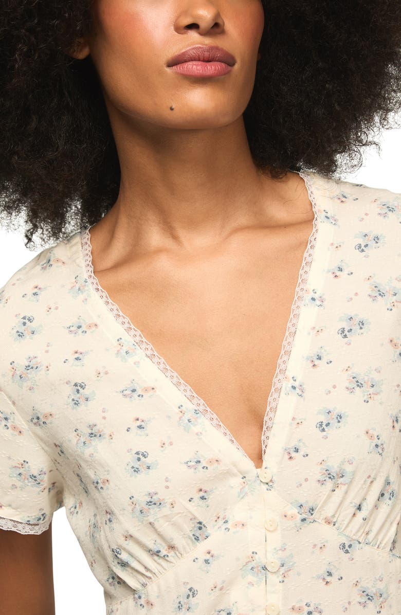 Lucky Brand Simone Floral Midi Dress, Alternate, color, Cream Floral